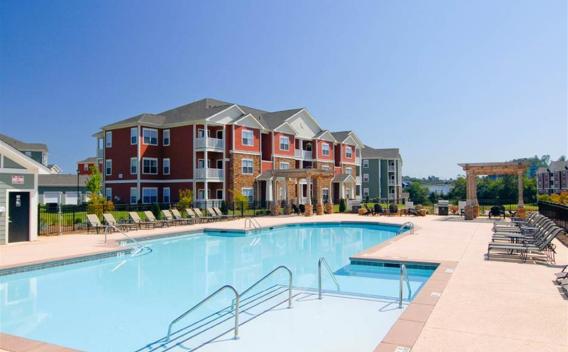 building exterior and pool