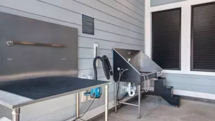 Convenient dog-washing area