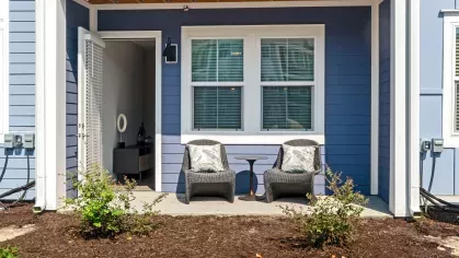 Private patio with well maintained greenery