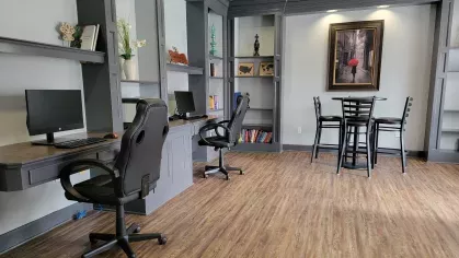 Spacious business center with modern workstations and computers at Gates at Citiplace in Baton Rouge, LA