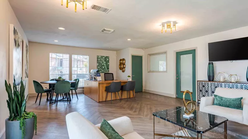 Office space with lots of large, comfortable couches.