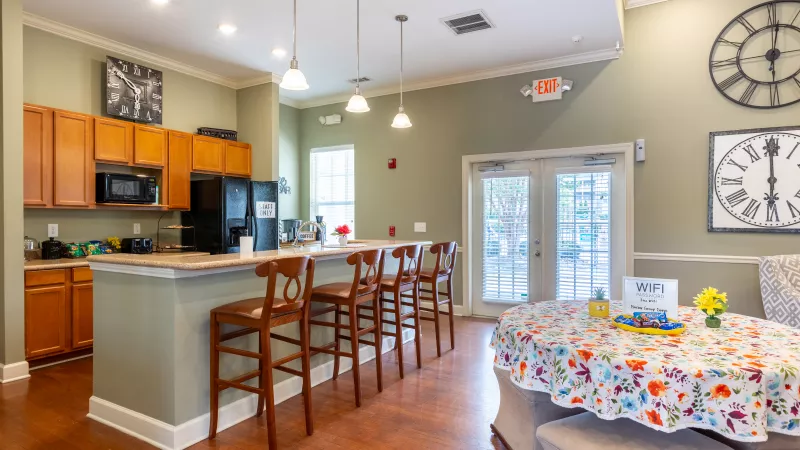 Clubhouse kitchen located at Market Street Station for residents to enjoy.