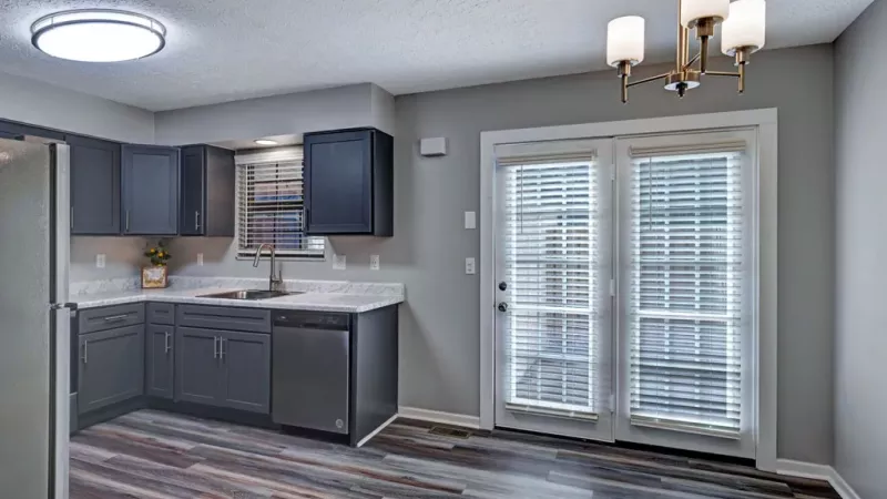 Kitchen nook located within the kitchen for residents to place a table in.