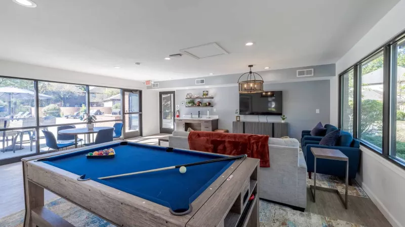 Clubhouse with pool table for residents to use and enjoy.
