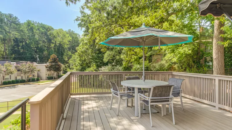 Outdoor seating area with room for residents to enjoy.