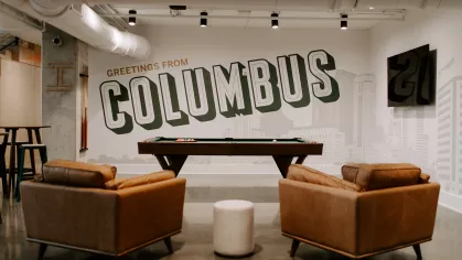 Pool table located within the clubhouse at Industry Columbus for residents to enjoy. 