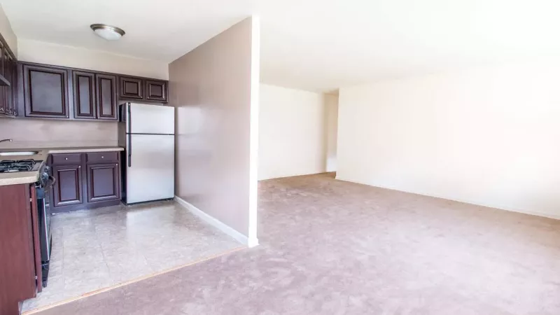 A living room with soft carpeting, white walls, and multiple windows creating a cozy and inviting atmosphere.