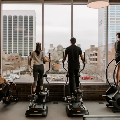 Updated fitness center with incredible, large windows overlooking the skyline.