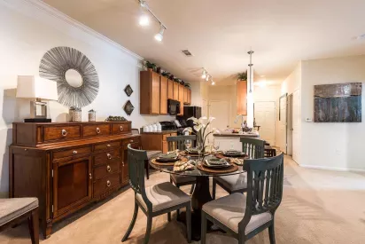 Kitchen nook connected to the kitchen with room for a large table for residents to enjoy.