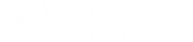 Royal Crest Warwick logo, white wordmark for dark backgrounds.