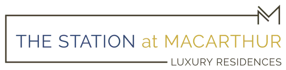 The Station at MacArthur logo with stylized text in blue, gold, and gray tones.