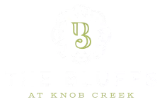 Logo: Stylized light green "B" above "AT KNOB CREEK".
