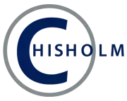 Chisholm logo featuring a large navy blue letter C outlined in gray, encircling the word ‘Chisholm’ in dark blue capital letters.”